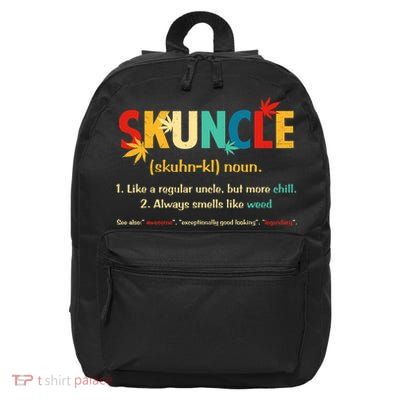 Weed Lover Fun Uncle Weed Smoker Skuncle Marijuana Cannabis 16 in Basic Backpack