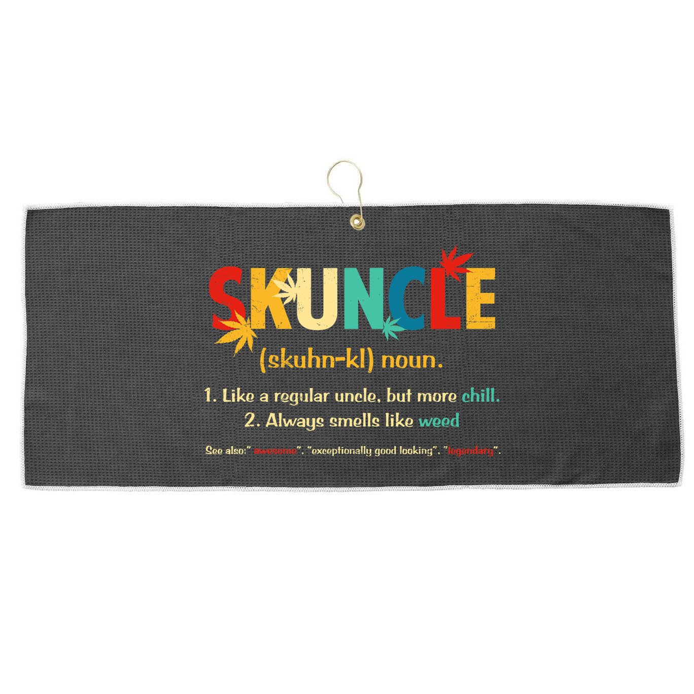 Weed Lover Fun Uncle Weed Smoker Skuncle Marijuana Cannabis Large Microfiber Waffle Golf Towel