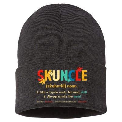 Weed Lover Fun Uncle Weed Smoker Skuncle Marijuana Cannabis Sustainable Knit Beanie