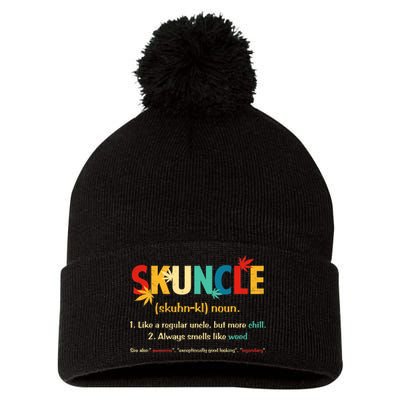 Weed Lover Fun Uncle Weed Smoker Skuncle Marijuana Cannabis Pom Pom 12in Knit Beanie