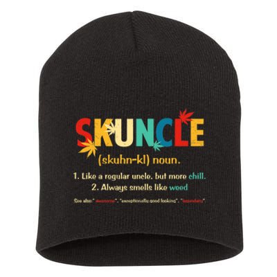 Weed Lover Fun Uncle Weed Smoker Skuncle Marijuana Cannabis Short Acrylic Beanie