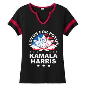 Wo Lotus For Potus Kamala Harris 2024 For President Elections Ladies Halftime Notch Neck Tee