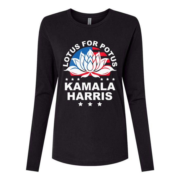 Wo Lotus For Potus Kamala Harris 2024 For President Elections Womens Cotton Relaxed Long Sleeve T-Shirt