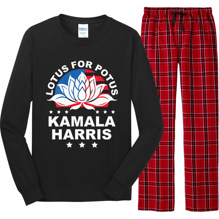 Wo Lotus For Potus Kamala Harris 2024 For President Elections Long Sleeve Pajama Set