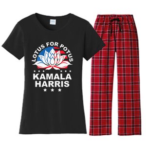 Wo Lotus For Potus Kamala Harris 2024 For President Elections Women's Flannel Pajama Set