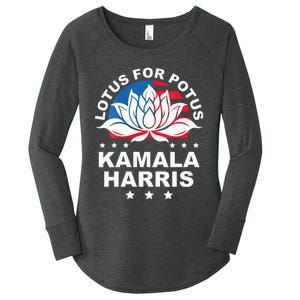 Wo Lotus For Potus Kamala Harris 2024 For President Elections Women's Perfect Tri Tunic Long Sleeve Shirt