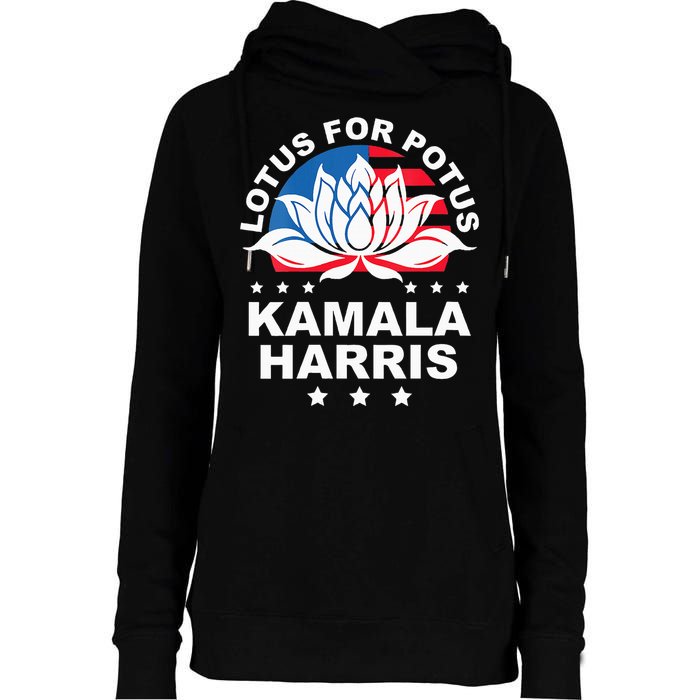 Wo Lotus For Potus Kamala Harris 2024 For President Elections Womens Funnel Neck Pullover Hood