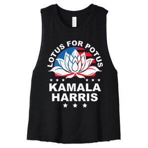 Wo Lotus For Potus Kamala Harris 2024 For President Elections Women's Racerback Cropped Tank