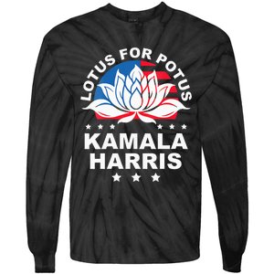 Wo Lotus For Potus Kamala Harris 2024 For President Elections Tie-Dye Long Sleeve Shirt