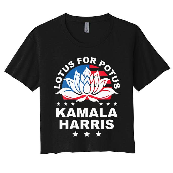 Wo Lotus For Potus Kamala Harris 2024 For President Elections Women's Crop Top Tee