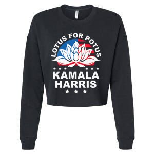 Wo Lotus For Potus Kamala Harris 2024 For President Elections Cropped Pullover Crew