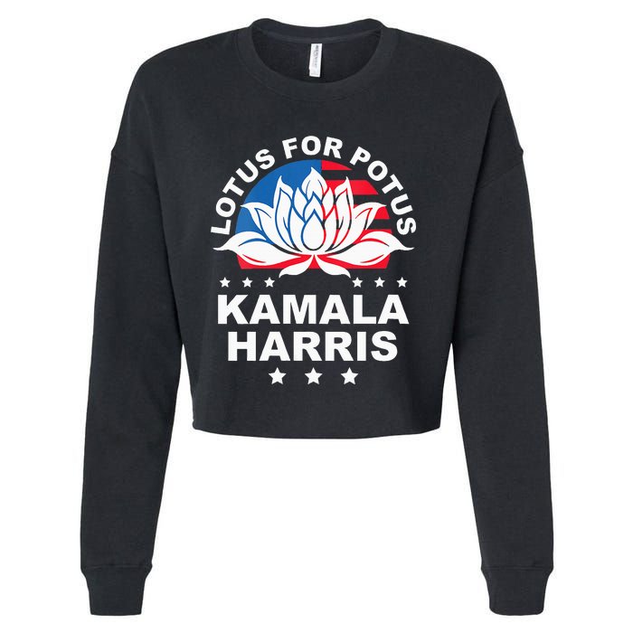 Wo Lotus For Potus Kamala Harris 2024 For President Elections Cropped Pullover Crew