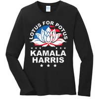 Wo Lotus For Potus Kamala Harris 2024 For President Elections Ladies Long Sleeve Shirt