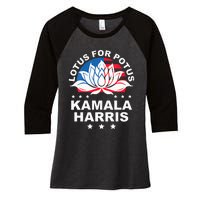 Wo Lotus For Potus Kamala Harris 2024 For President Elections Women's Tri-Blend 3/4-Sleeve Raglan Shirt