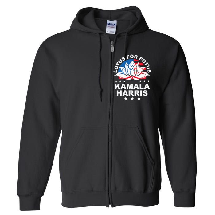 Wo Lotus For Potus Kamala Harris 2024 For President Elections Full Zip Hoodie