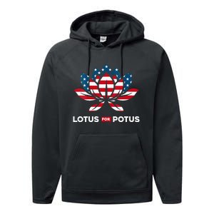 Wo Lotus For Potus Kamala Harris 2024 Performance Fleece Hoodie