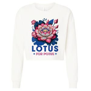 Wo Lotus For Potus Kamala Harris 2024 Cropped Pullover Crew