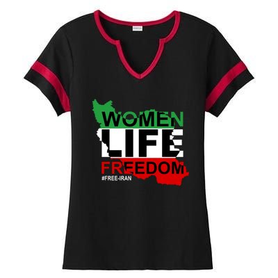 Women Life Freedom Free Iran Ladies Halftime Notch Neck Tee