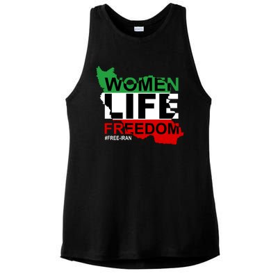 Women Life Freedom Free Iran Ladies PosiCharge Tri-Blend Wicking Tank