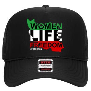 Women Life Freedom Free Iran High Crown Mesh Back Trucker Hat