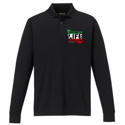 Women Life Freedom Free Iran Performance Long Sleeve Polo