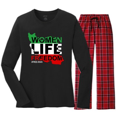 Women Life Freedom Free Iran Women's Long Sleeve Flannel Pajama Set 