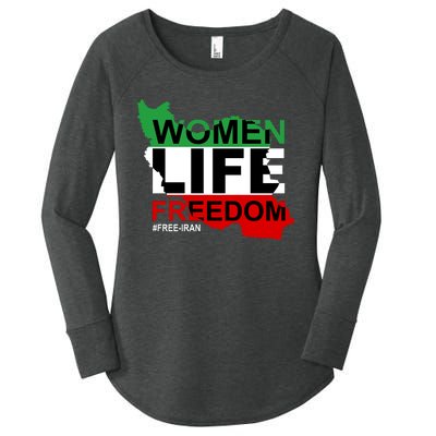 Women Life Freedom Free Iran Women's Perfect Tri Tunic Long Sleeve Shirt