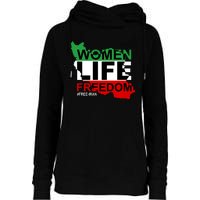 Women Life Freedom Free Iran Womens Funnel Neck Pullover Hood