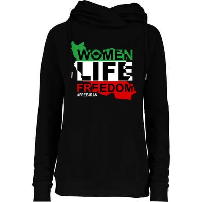 Women Life Freedom Free Iran Womens Funnel Neck Pullover Hood