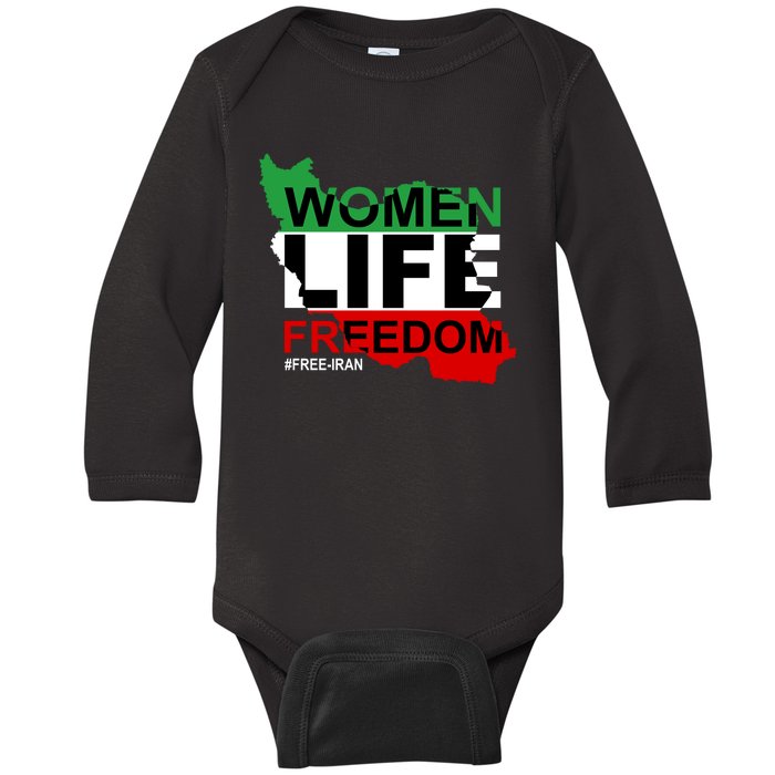 Women Life Freedom Free Iran Baby Long Sleeve Bodysuit