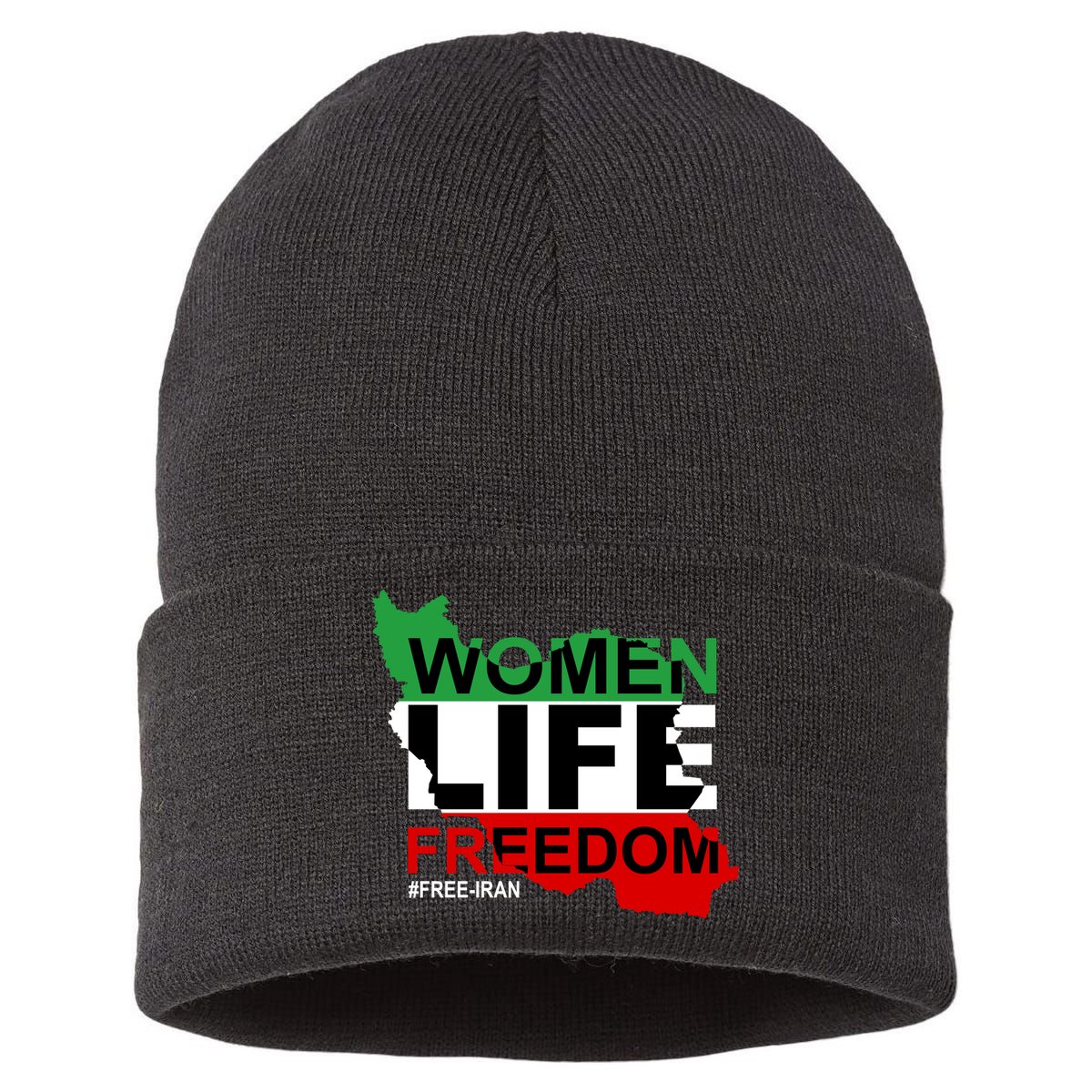 Women Life Freedom Free Iran Sustainable Knit Beanie