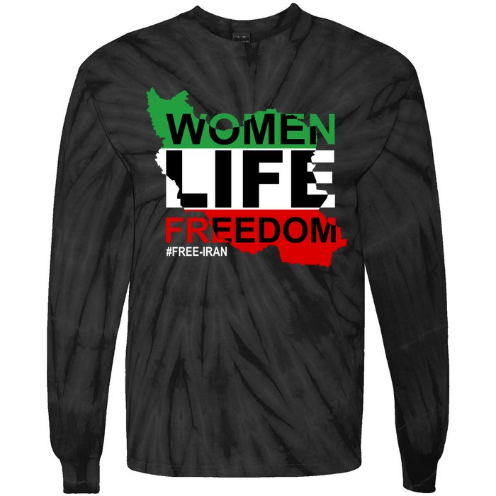 Women Life Freedom Free Iran Tie-Dye Long Sleeve Shirt