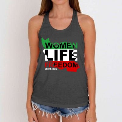 Women Life Freedom Free Iran Women's Knotted Racerback Tank