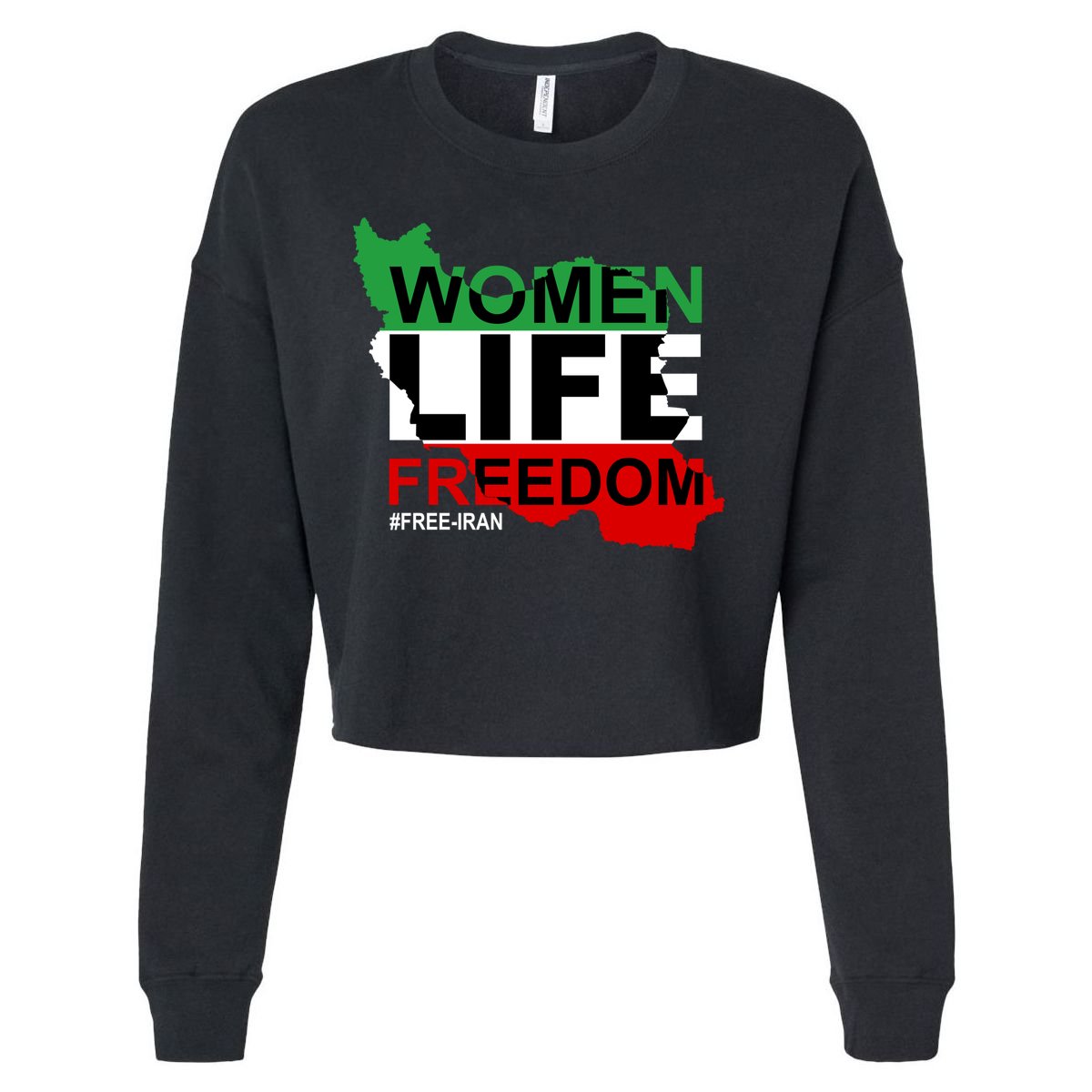 Women Life Freedom Free Iran Cropped Pullover Crew