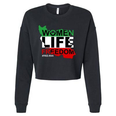 Women Life Freedom Free Iran Cropped Pullover Crew