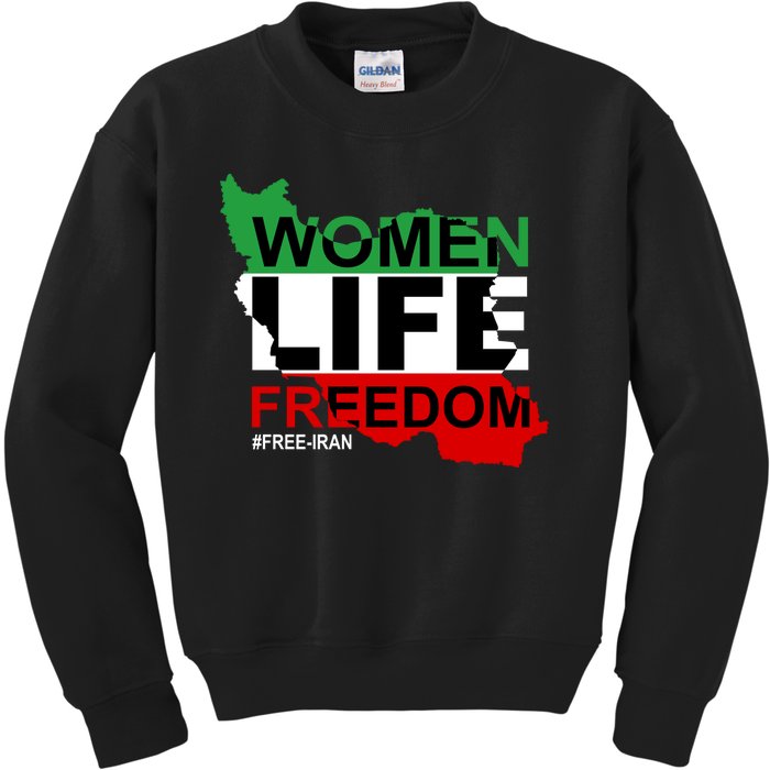 Women Life Freedom Free Iran Kids Sweatshirt