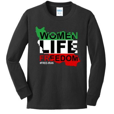 Women Life Freedom Free Iran Kids Long Sleeve Shirt