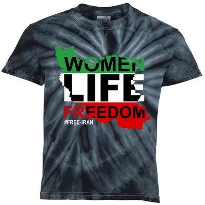 Women Life Freedom Free Iran Kids Tie-Dye T-Shirt