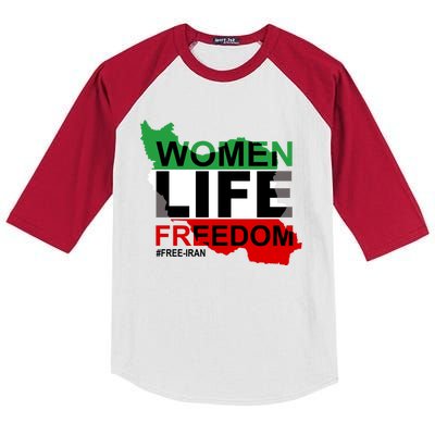 Women Life Freedom Free Iran Kids Colorblock Raglan Jersey