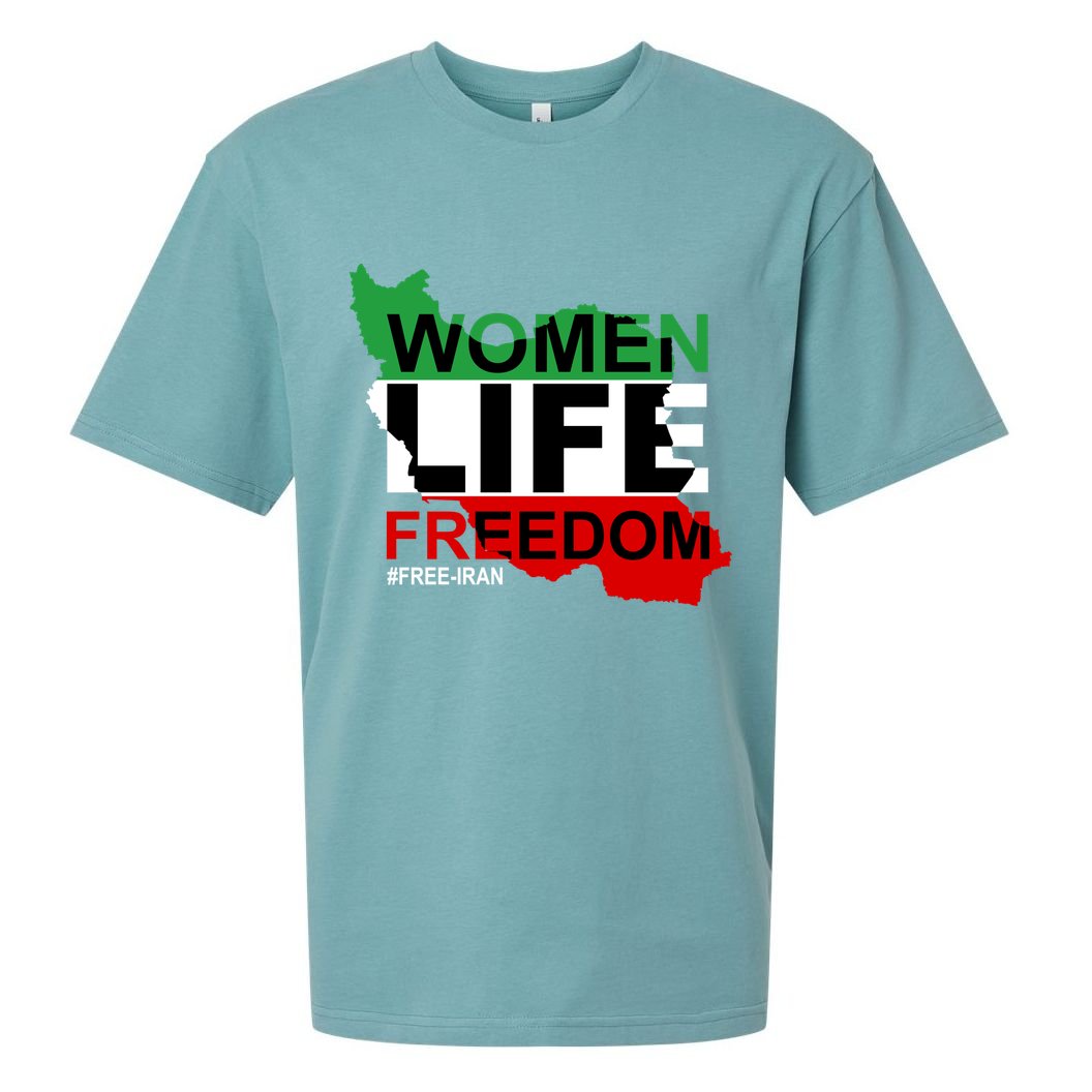 Women Life Freedom Free Iran Sueded Cloud Jersey T-Shirt