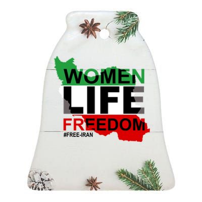 Women Life Freedom Free Iran Ceramic Bell Ornament