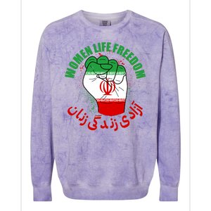 Women Life Freedom Rise With The Women Of Iran Mahsa Amini Colorblast Crewneck Sweatshirt