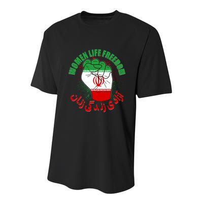 Women Life Freedom Rise With The Women Of Iran Mahsa Amini Youth Performance Sprint T-Shirt