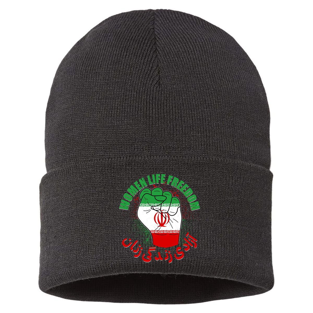 Women Life Freedom Rise With The Women Of Iran Mahsa Amini Sustainable Knit Beanie