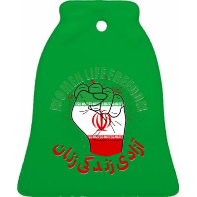 Women Life Freedom Rise With The Women Of Iran Mahsa Amini Ceramic Bell Ornament