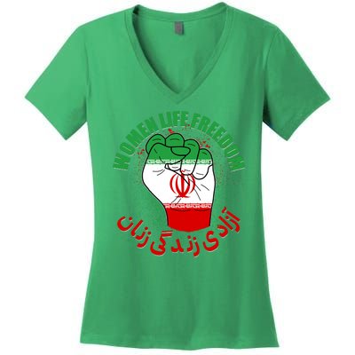 Women Life Freedom Rise With The Women Of Iran Mahsa Amini Women's V-Neck T-Shirt