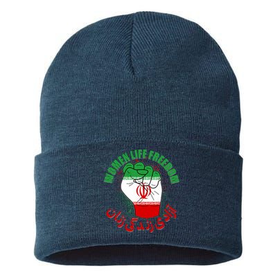 Women Life Freedom Rise With The Women Of Iran Mahsa Amini Sustainable Knit Beanie