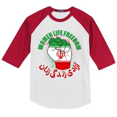 Women Life Freedom Rise With The Women Of Iran Mahsa Amini Kids Colorblock Raglan Jersey