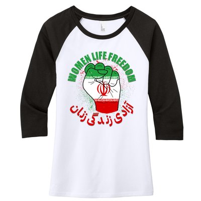 Women Life Freedom Rise With The Women Of Iran Mahsa Amini Women's Tri-Blend 3/4-Sleeve Raglan Shirt