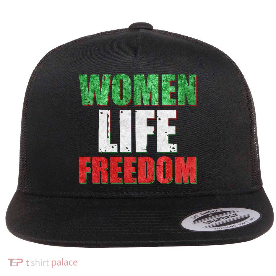 Women Life Freedom Mahsa Amini Rise With The Women Of Iran Flat Bill Trucker Hat
